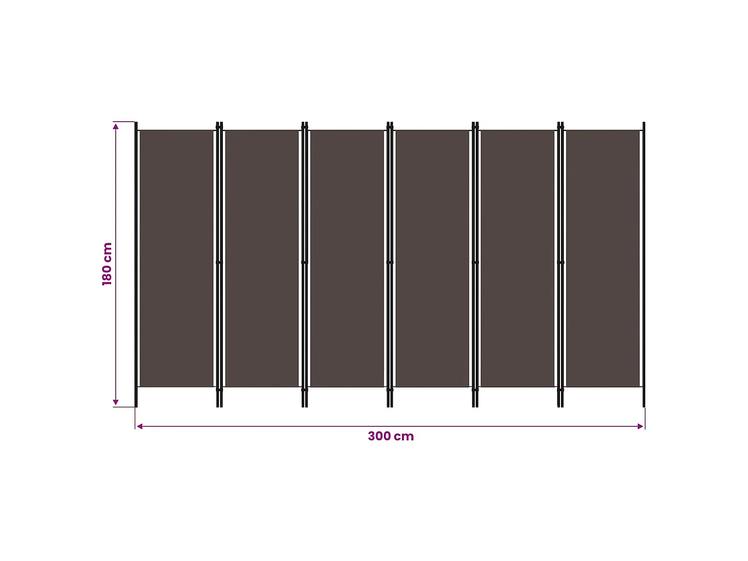 Paravent 6 panneaux Marron 300x180 cm