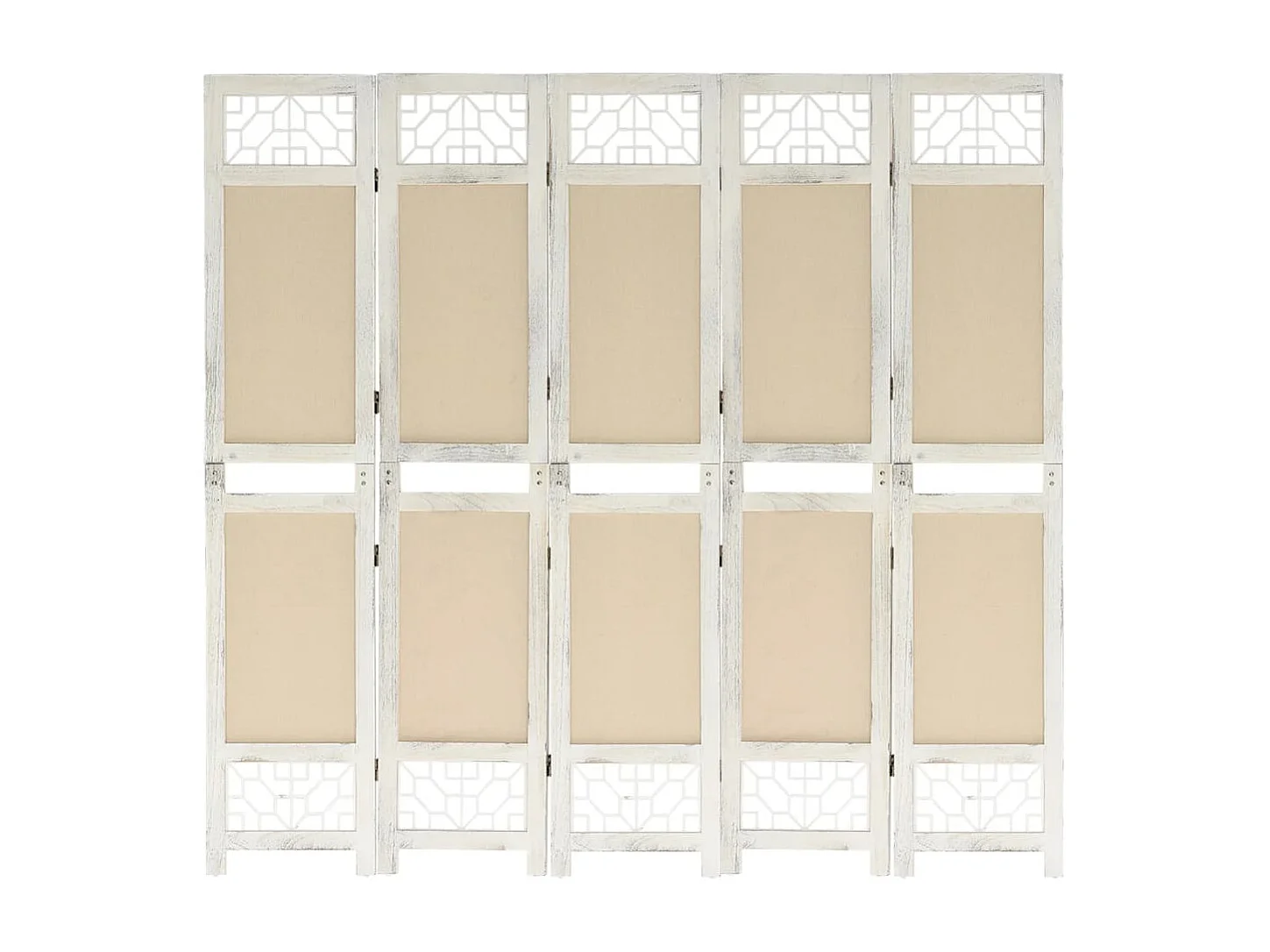 Kamerscherm met 5 panelen 175x165 cm stof crèmekleurig