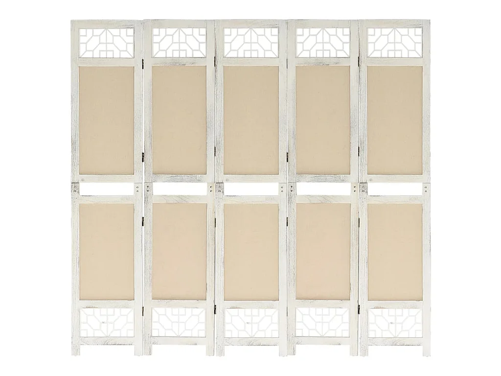 Paravent 5 panneaux Crème 175x165 cm Tissu