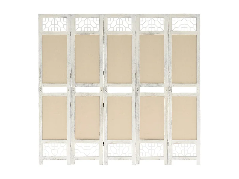 5-tlg. Raumteiler Creme 175x165 cm Stoff