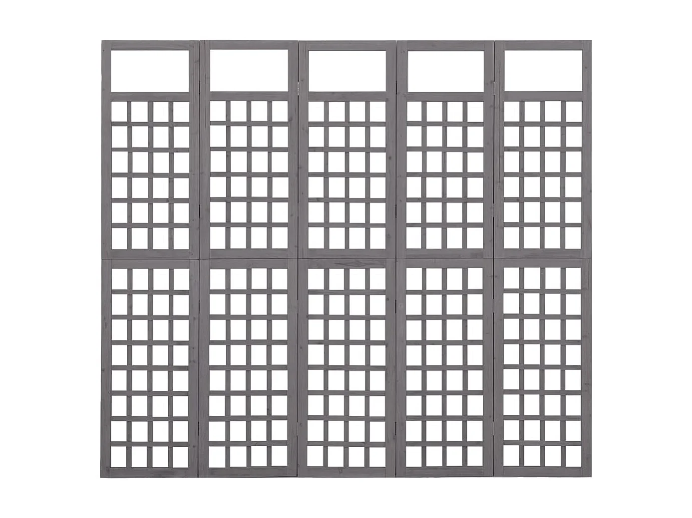 Cloison de séparation à 5 panneaux Bois de pin Gris 201,5x180cm