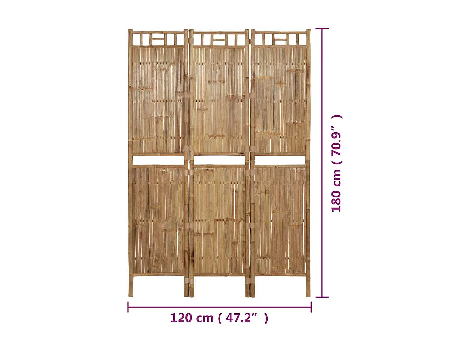 3-tlg. Raumteiler Bambus 120x180 cm
