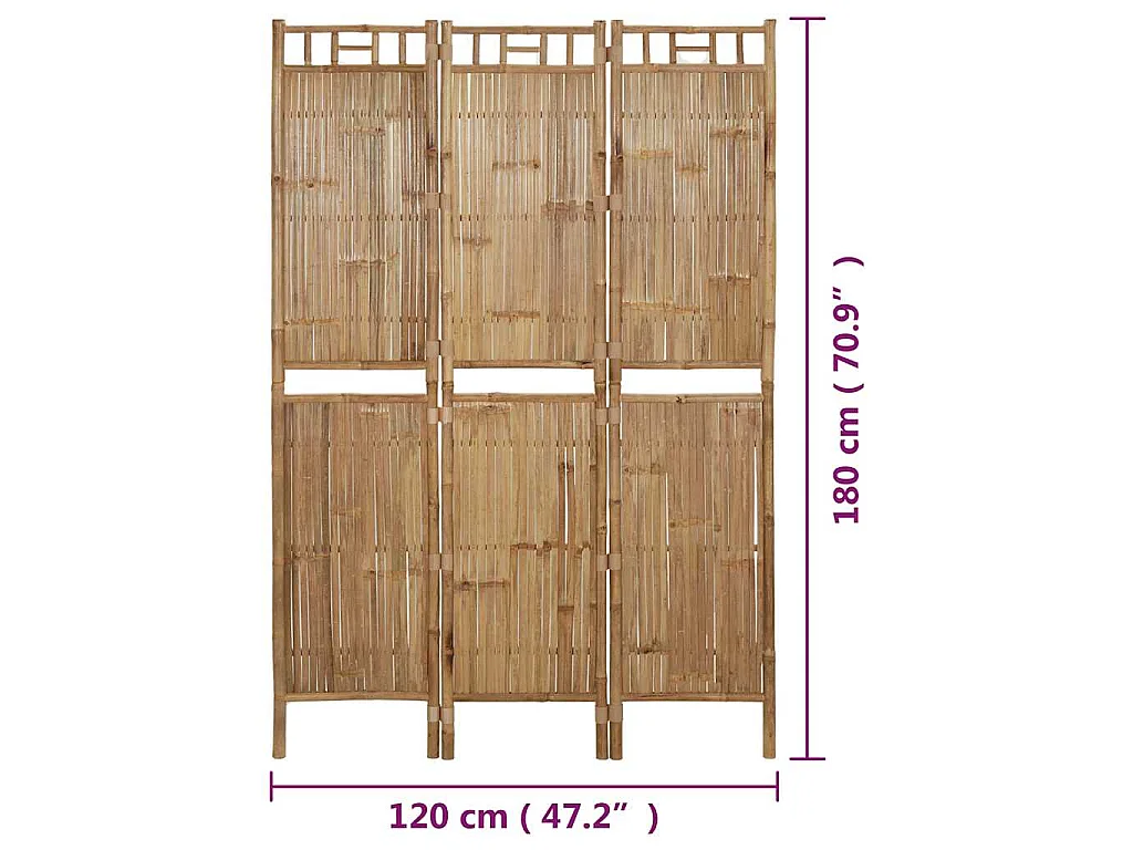 Paravent 3 panneaux Bambou 120x180 cm