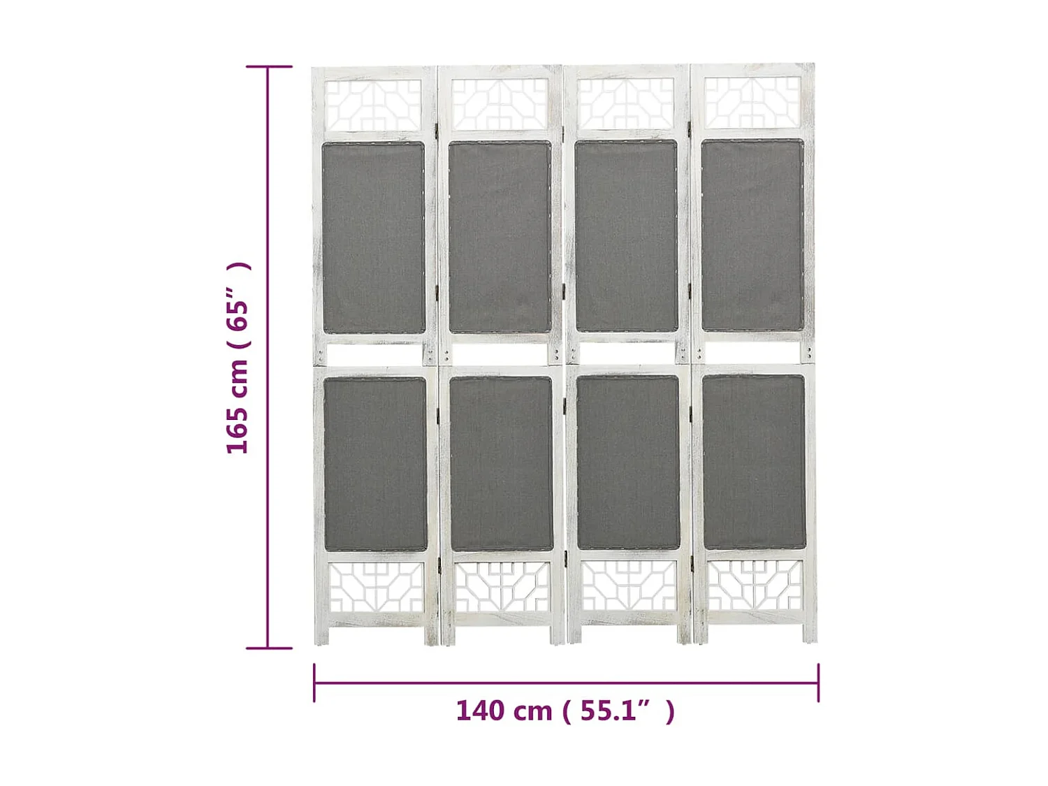 338555  4-Panel Room Divider Grey 140x165 cm Fabric