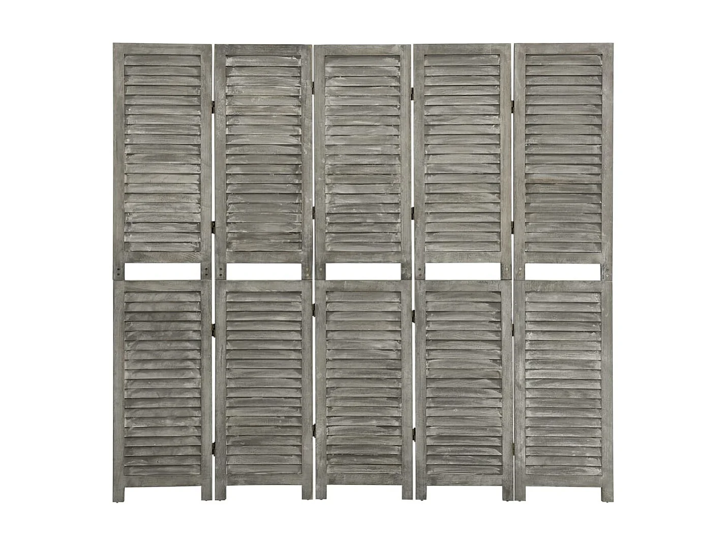 Cloison de séparation 5 panneaux Gris 179x166 cm Bois solide