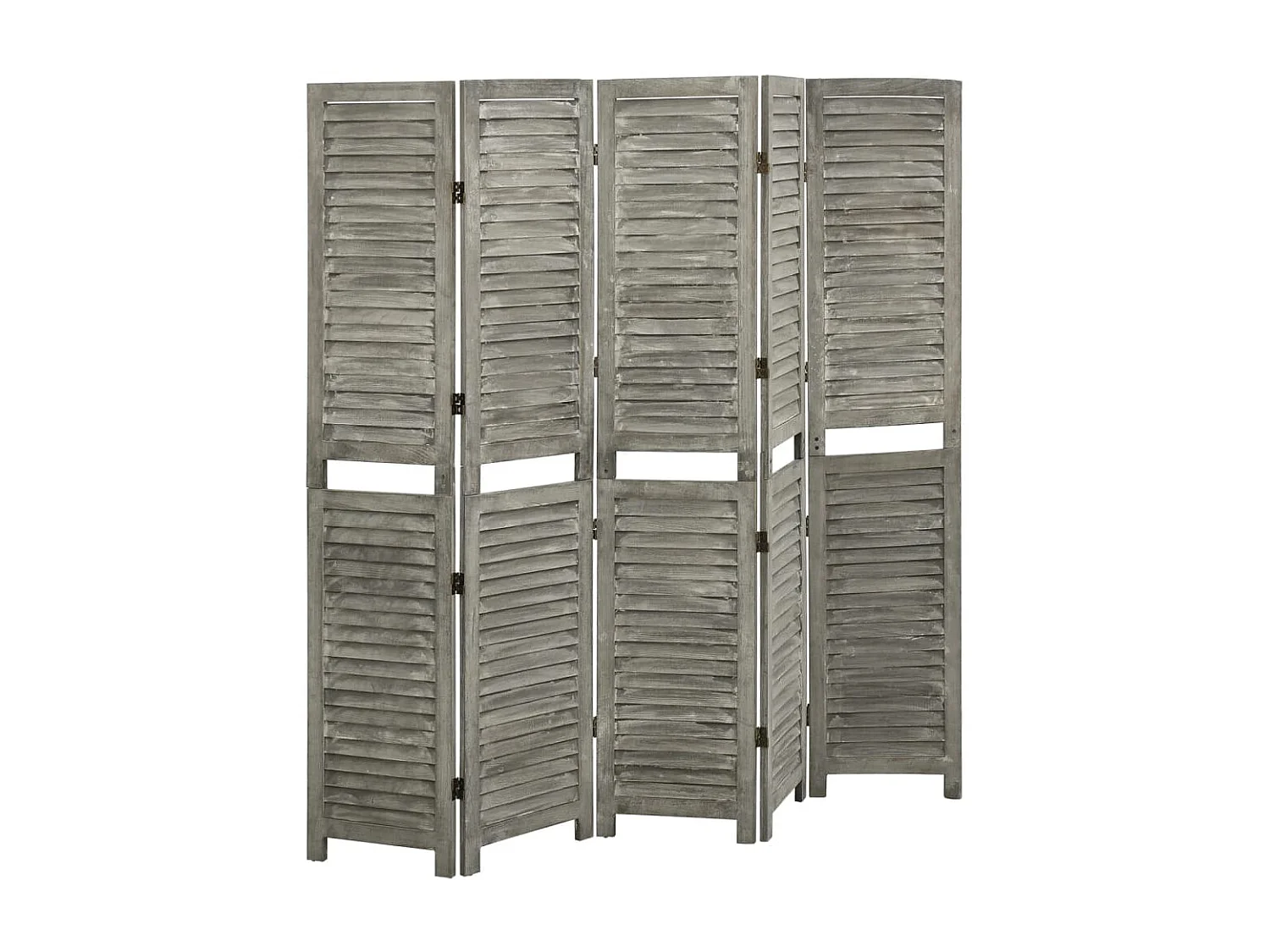 Cloison de séparation 5 panneaux Gris 179x166 cm Bois solide