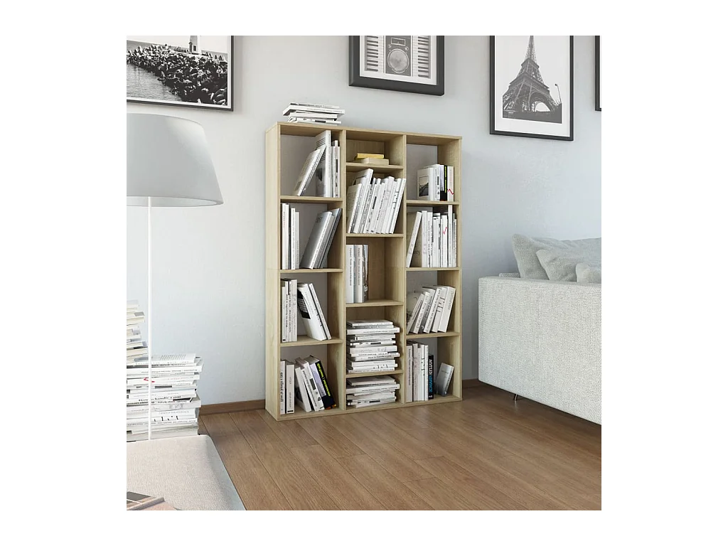 Kamerscherm/boekenkast 100x24x140 cm bewerkt hout eikenkleurig