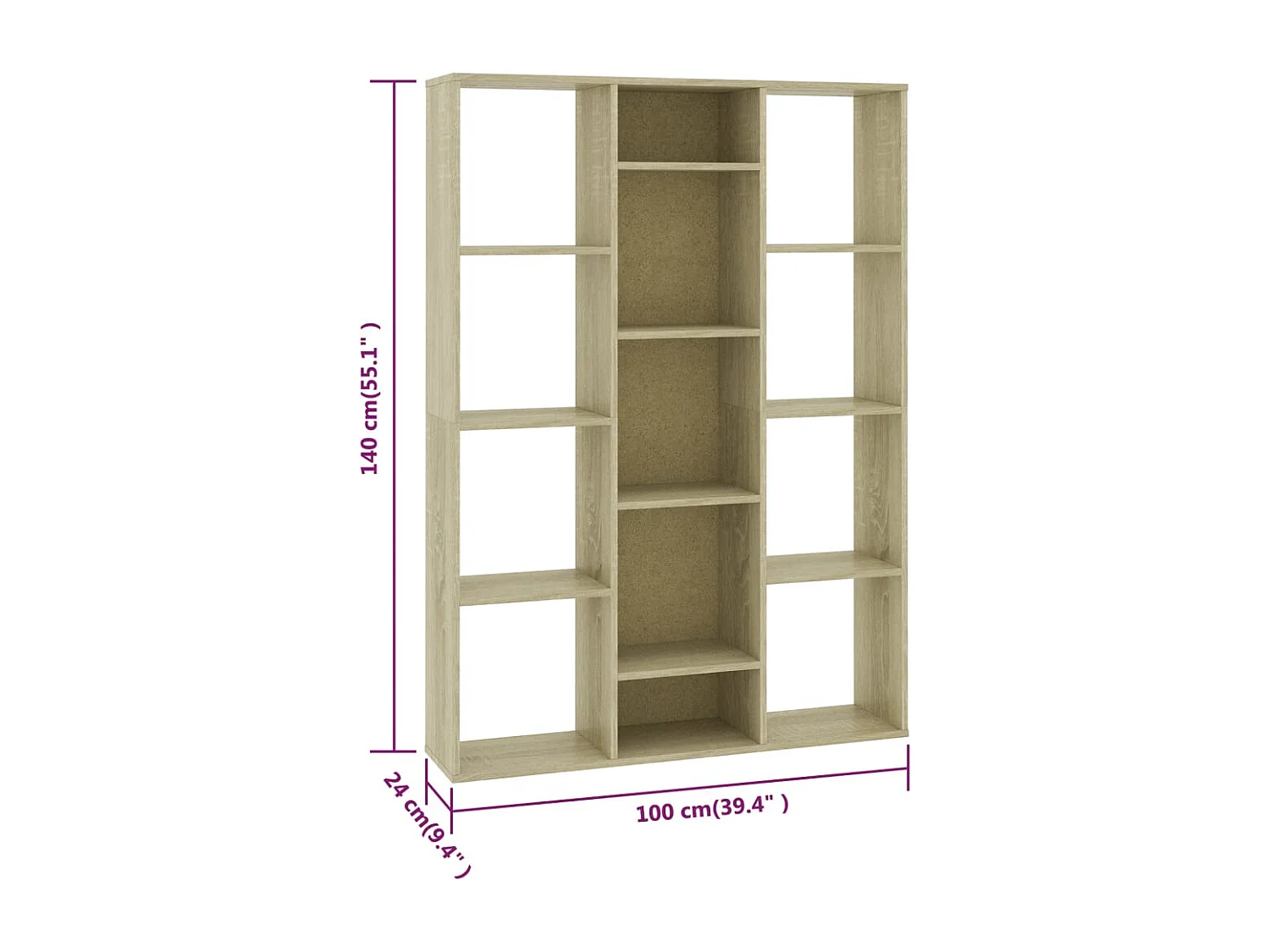 Raumteiler/Bücherregal Sonoma-Eiche 100x24x140 cm Holzwerkstoff