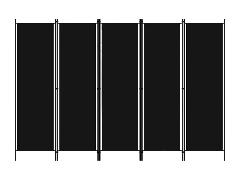 Cloison de séparation 5 panneaux Noir 250x180 cm