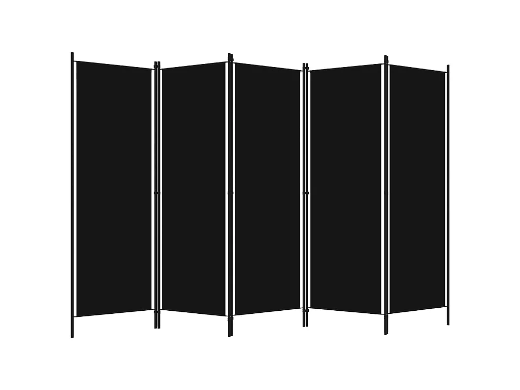 Cloison de séparation 5 panneaux Noir 250x180 cm