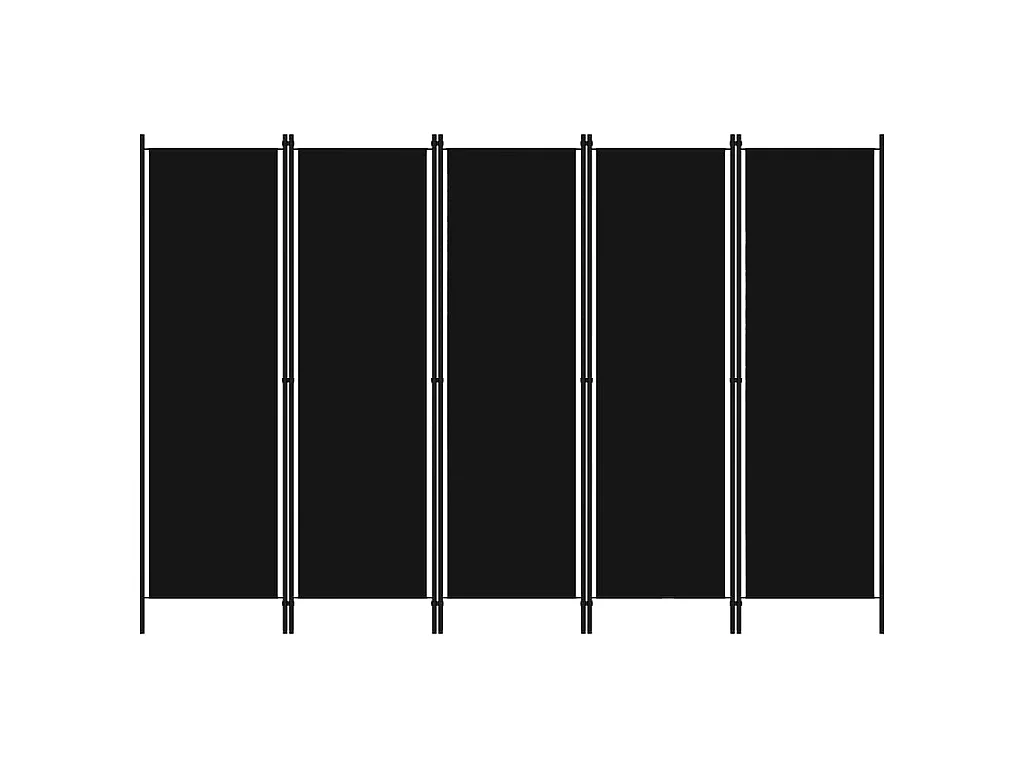 Kamerscherm met 5 panelen 250x180 cm zwart