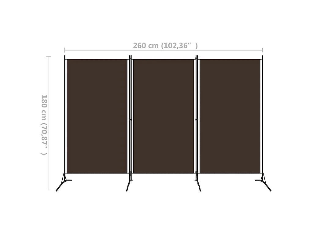 3-tlg. Raumteiler Braun 260x180 cm