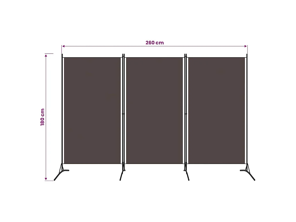 Paravent 3 panneaux Marron 260x180 cm