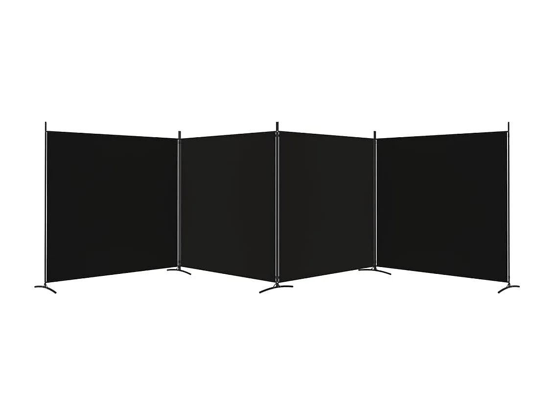 4-tlg. Paravent Schwarz 698x180 cm Stoff