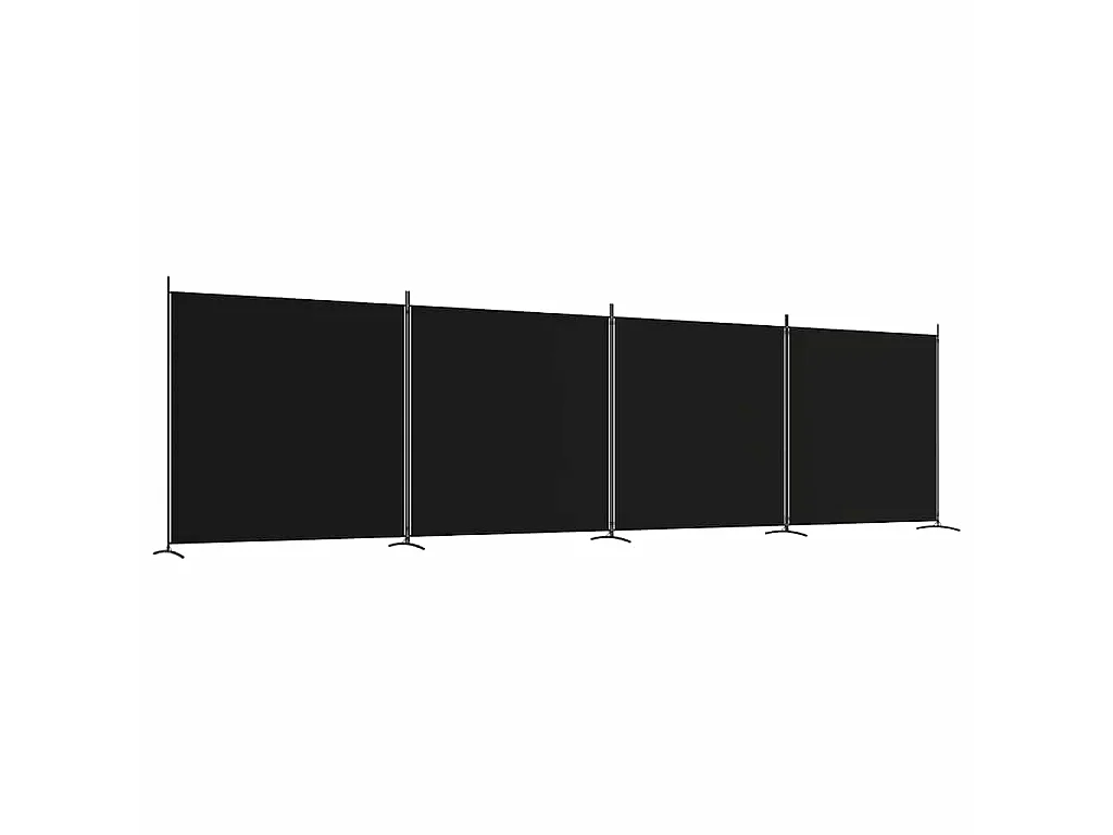 4-tlg. Paravent Schwarz 698x180 cm Stoff