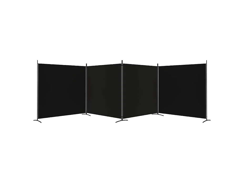 4-tlg. Paravent Schwarz 698x180 cm Stoff