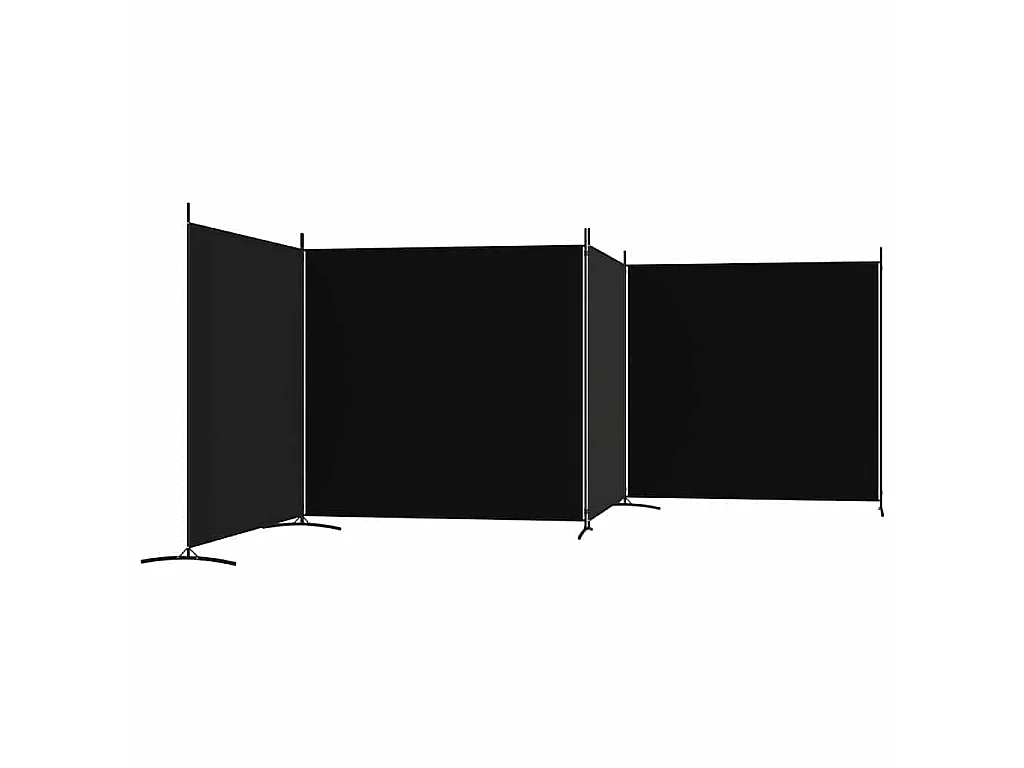 4-tlg. Paravent Schwarz 698x180 cm Stoff