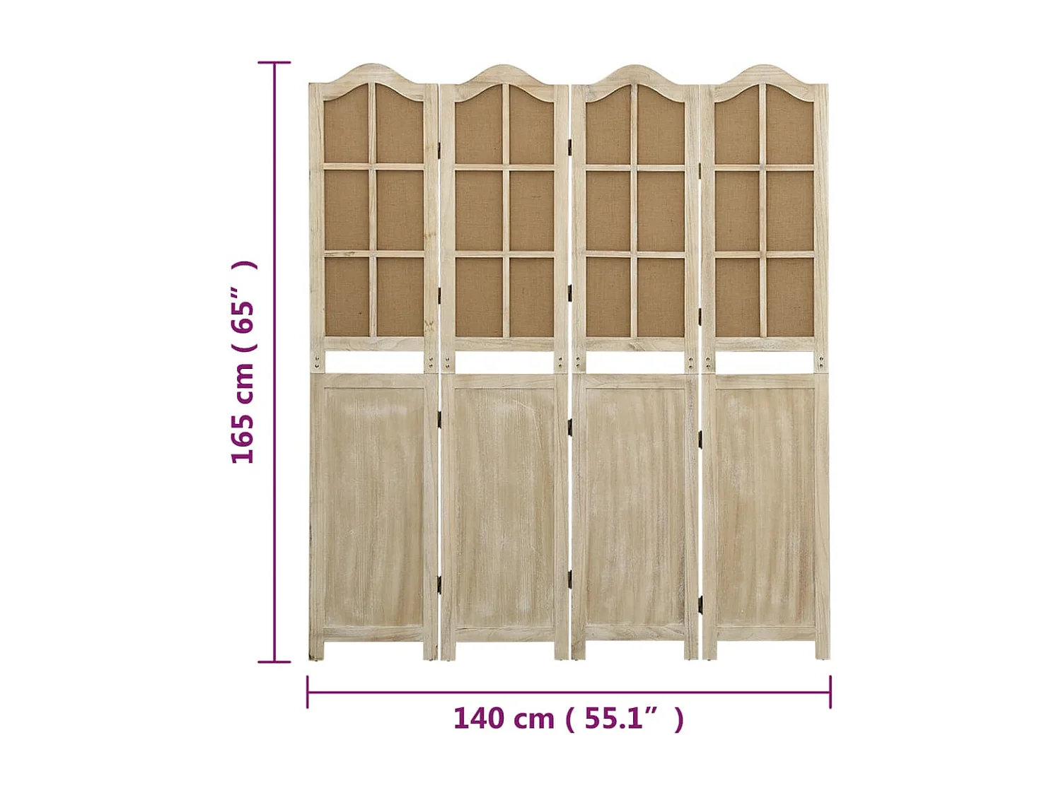 Cloison de séparation 4 panneaux Marron 140x165 cm Tissu