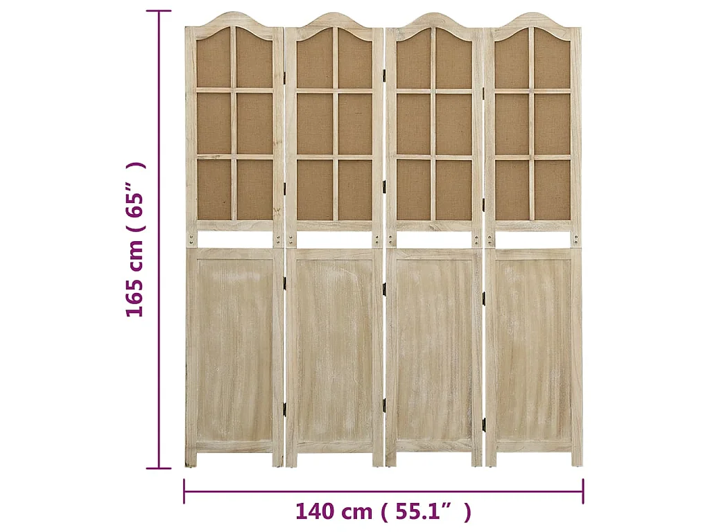Divisorio a 4 Pannelli Marrone 140x165 cm in Tessuto