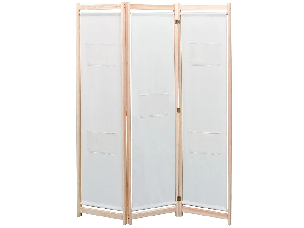 Paravent 3 panneaux Crème 120x170x4 cm Tissu