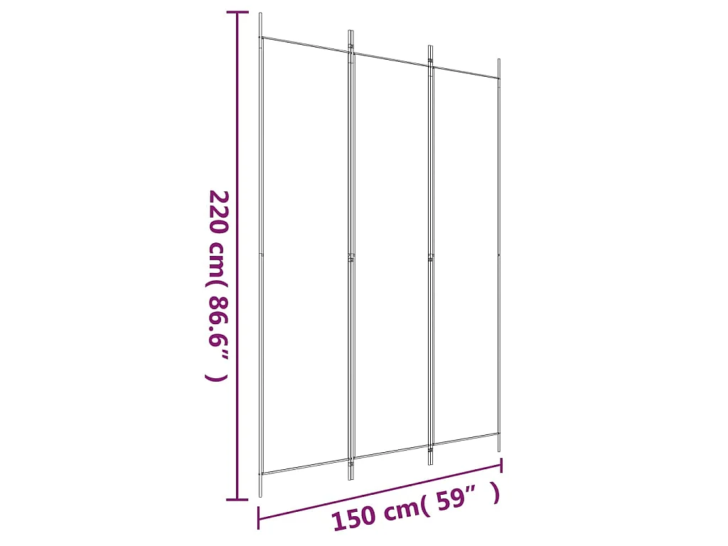 Divisorio a 3 Pannelli Marrone 150x220 cm in Tessuto