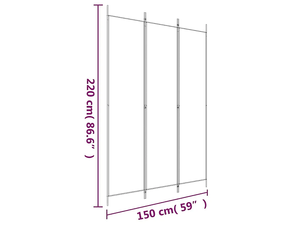 Paravent 3 panneaux Marron 150x220 cm Tissu