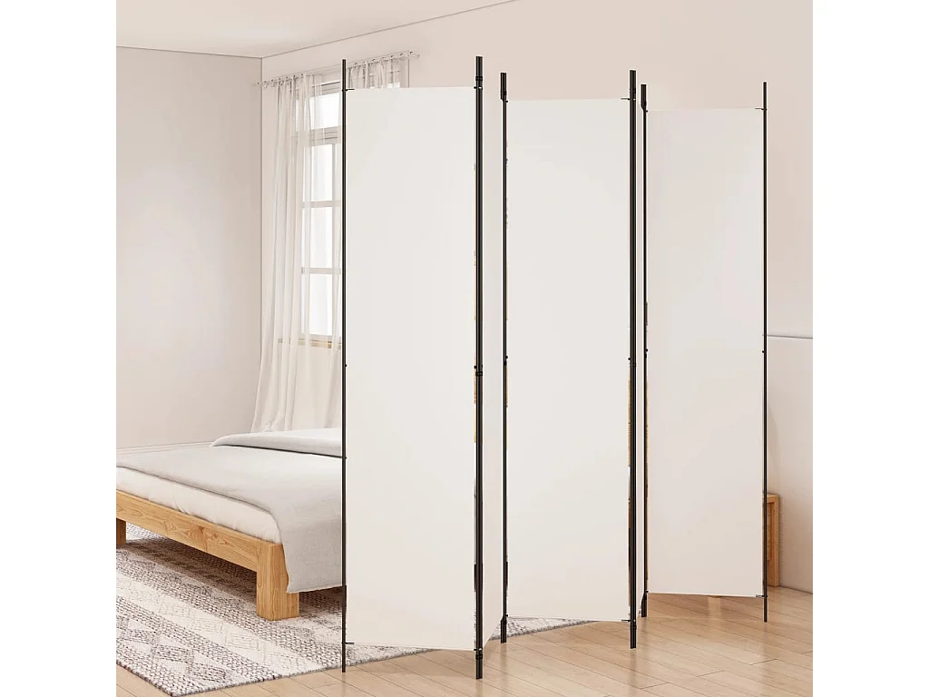 5-tlg. Paravent Weiß 250x220 cm Stoff