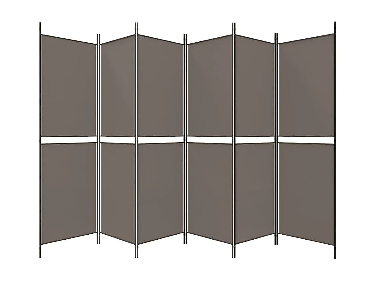 Cloison de séparation 6 panneaux Anthracite 300x180 cm Tissu