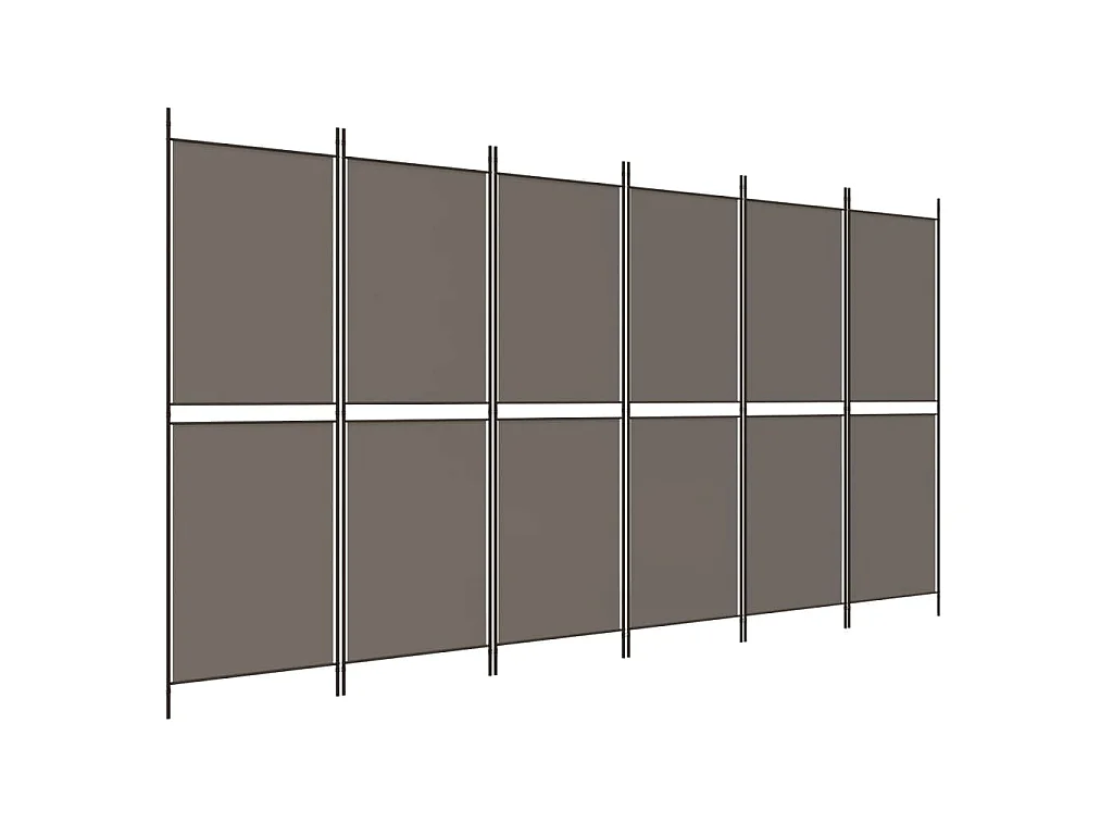 Divisorio a 6 Pannelli Antracite 300 x 180 cm Tessuto