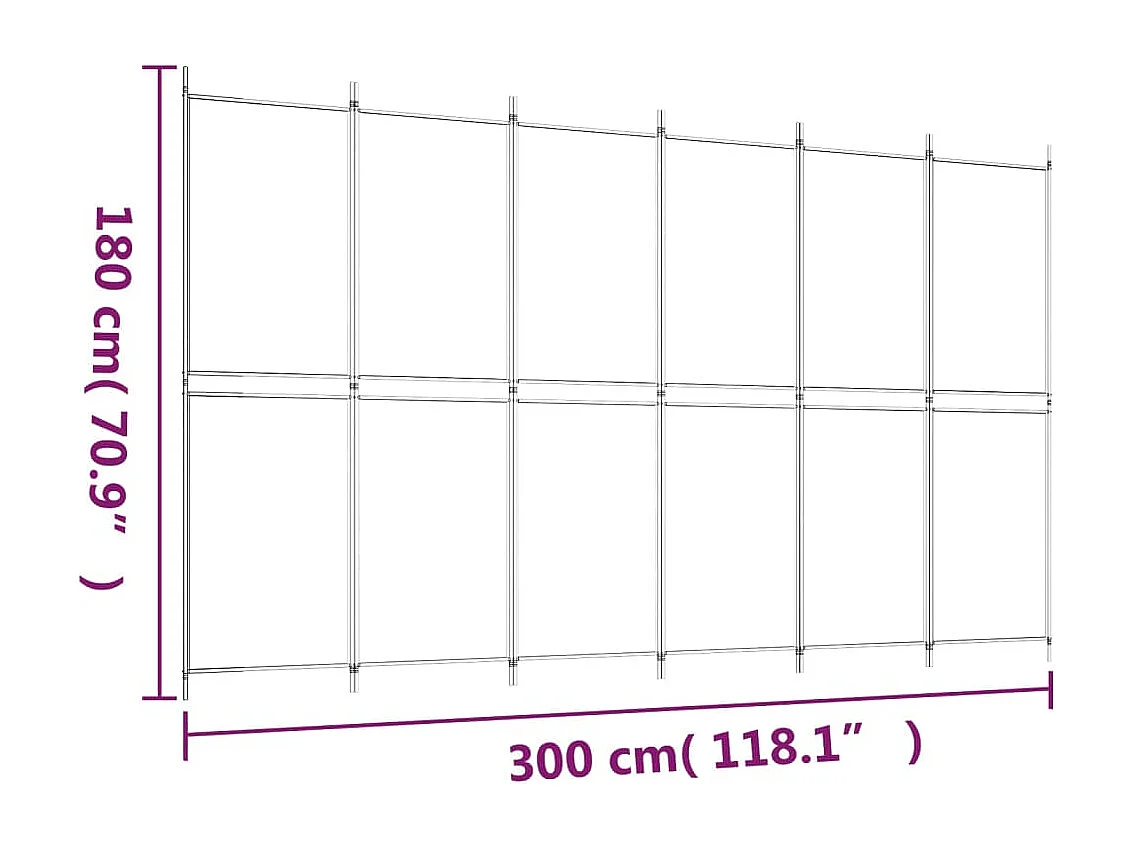 Divisorio a 6 Pannelli Antracite 300 x 180 cm Tessuto