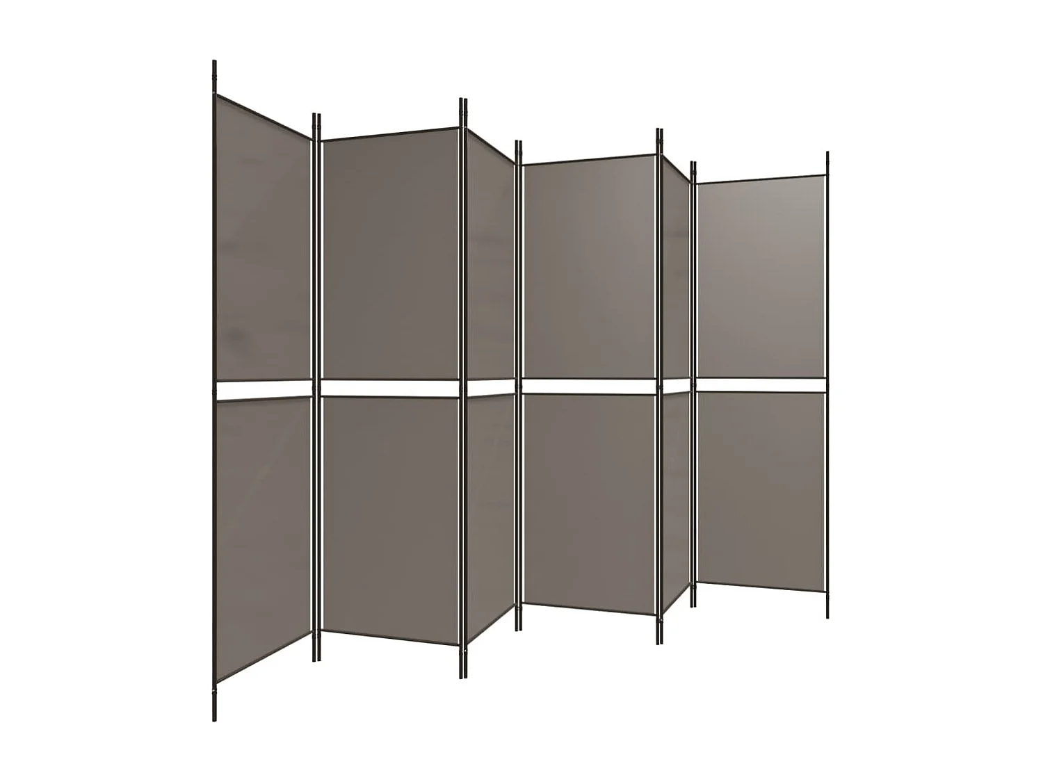 Divisorio a 6 Pannelli Antracite 300 x 180 cm Tessuto