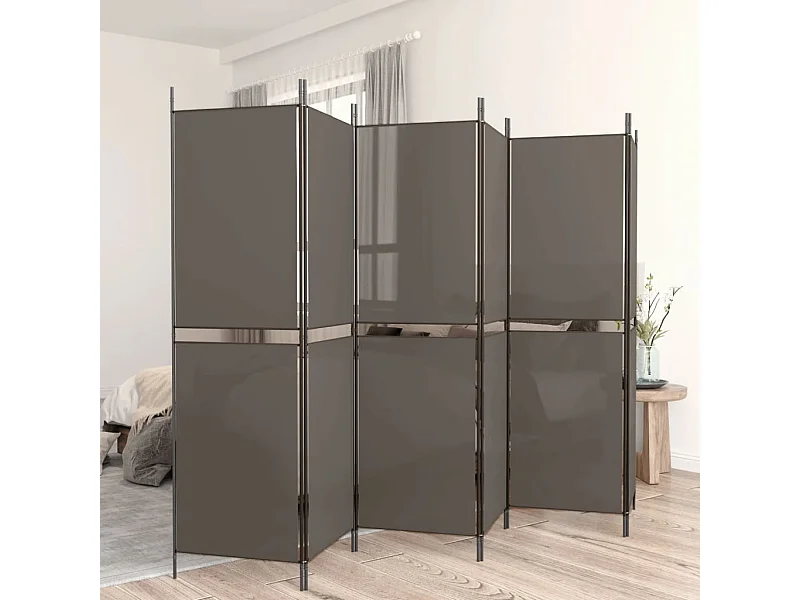 Cloison de séparation 6 panneaux Anthracite 300x180 cm Tissu