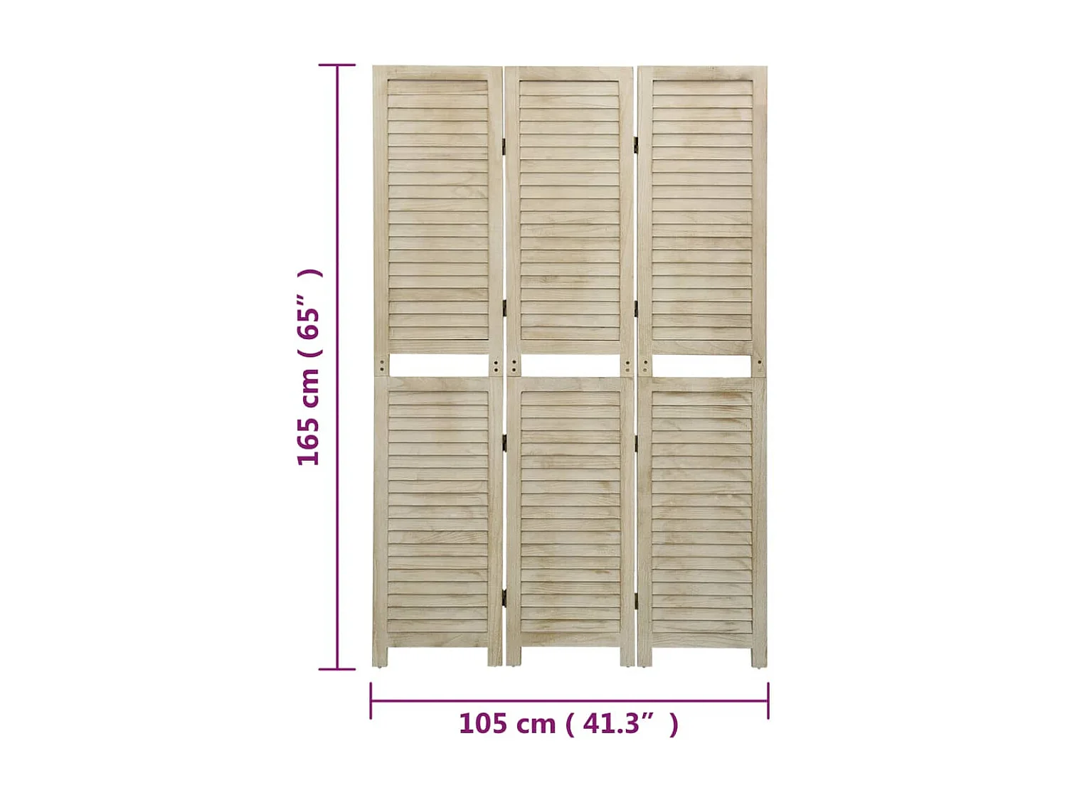 Cloison de séparation 3 panneaux 105x165 cm Bois de Paulownia