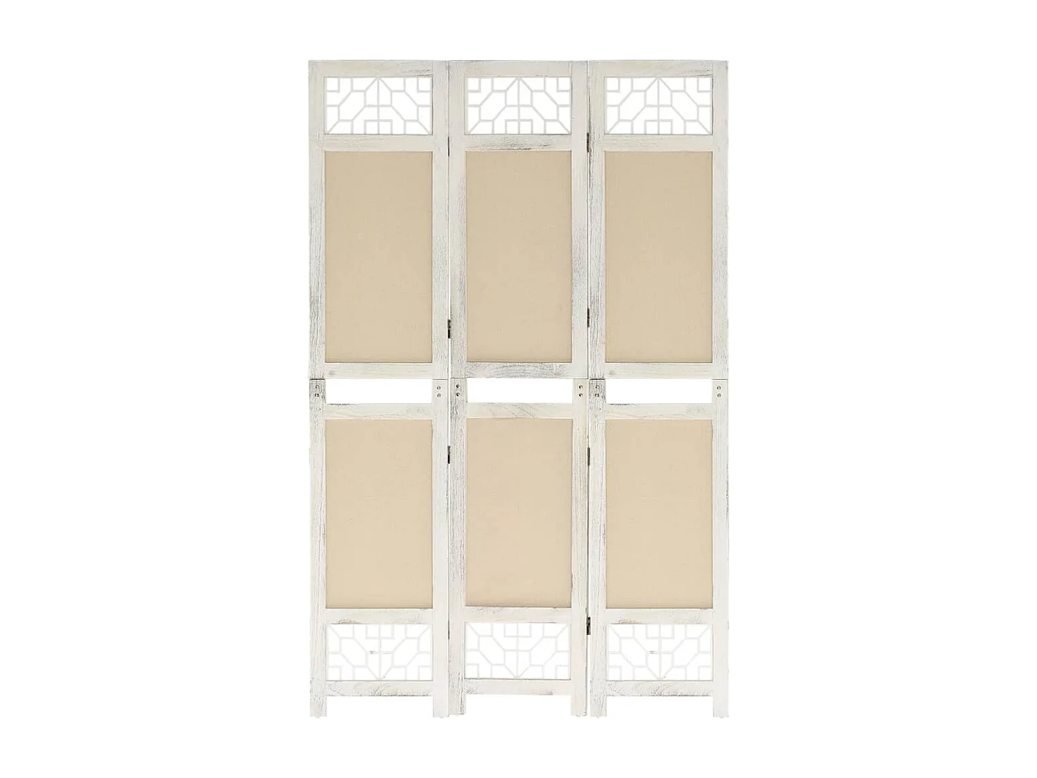 Cloison de séparation 3 panneaux Crème 105x165 cm Tissu