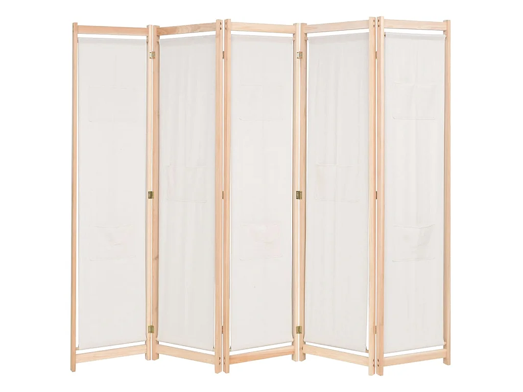 Paravent 5 panneaux Crème 200 x 170 x 4 cm Tissu