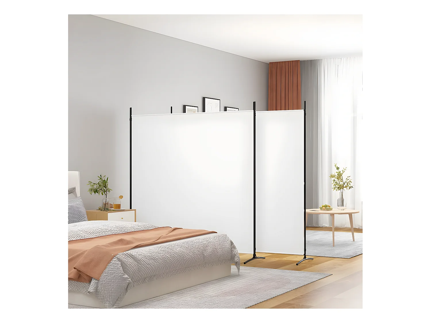 Cloison de séparation 3 panneaux Blanc 525x180 cm Tissu
