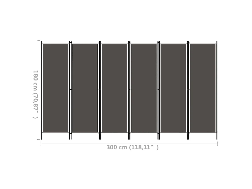 Paravent 6 panneaux Anthracite 300x180 cm