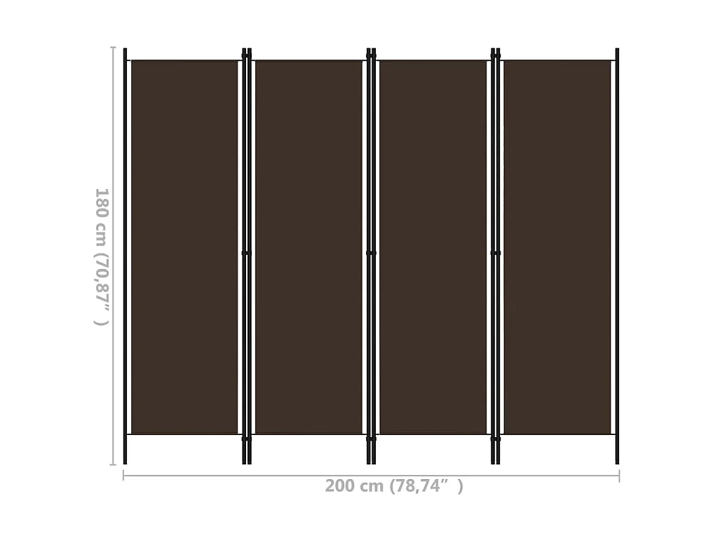 Cloison de séparation 4 panneaux Marron 200x180 cm