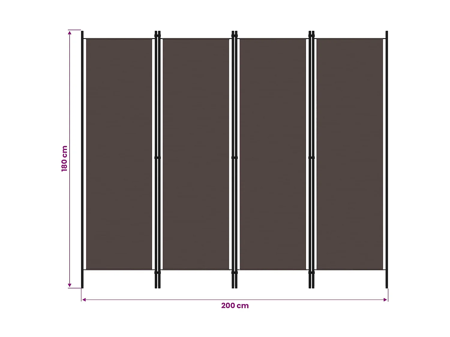 Paravent 4 panneaux Marron 200x180 cm