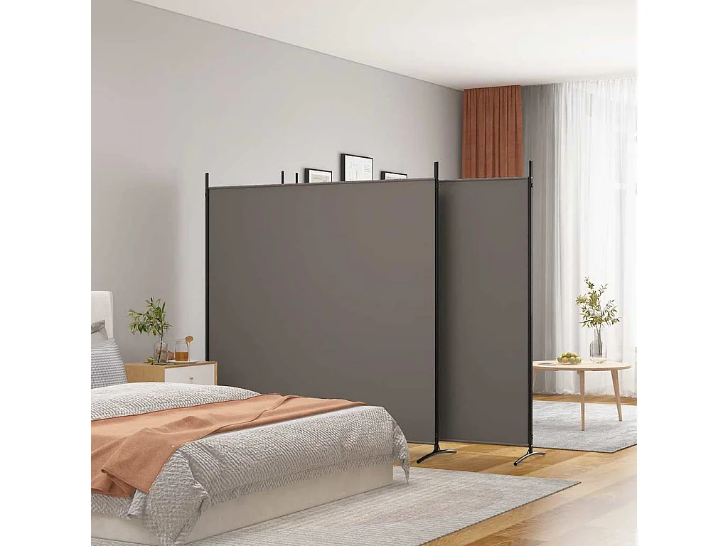 Cloison de séparation 4 panneaux Anthracite 698x180 cm Tissu