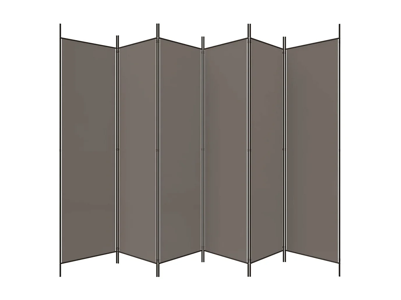 Biombo divisor de 6 paneles de tela gris antracita 300x200 cm