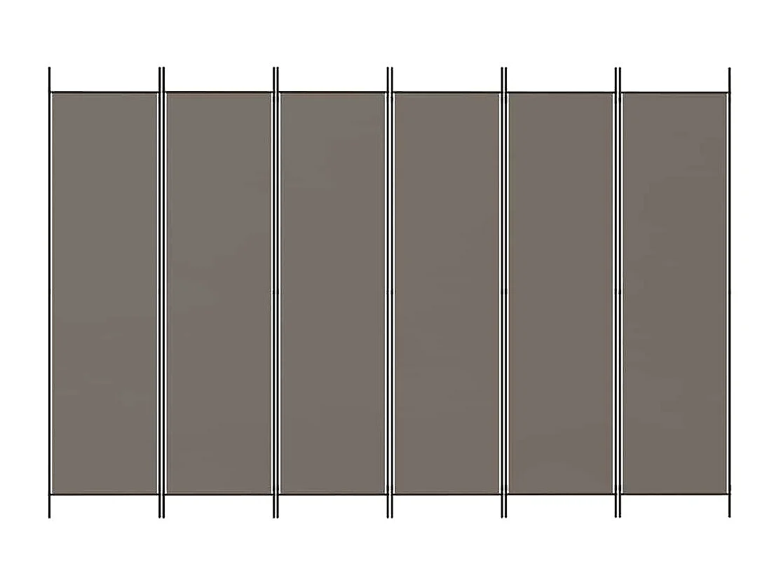 Cloison de séparation 6 panneaux Anthracite 300x200 cm Tissu
