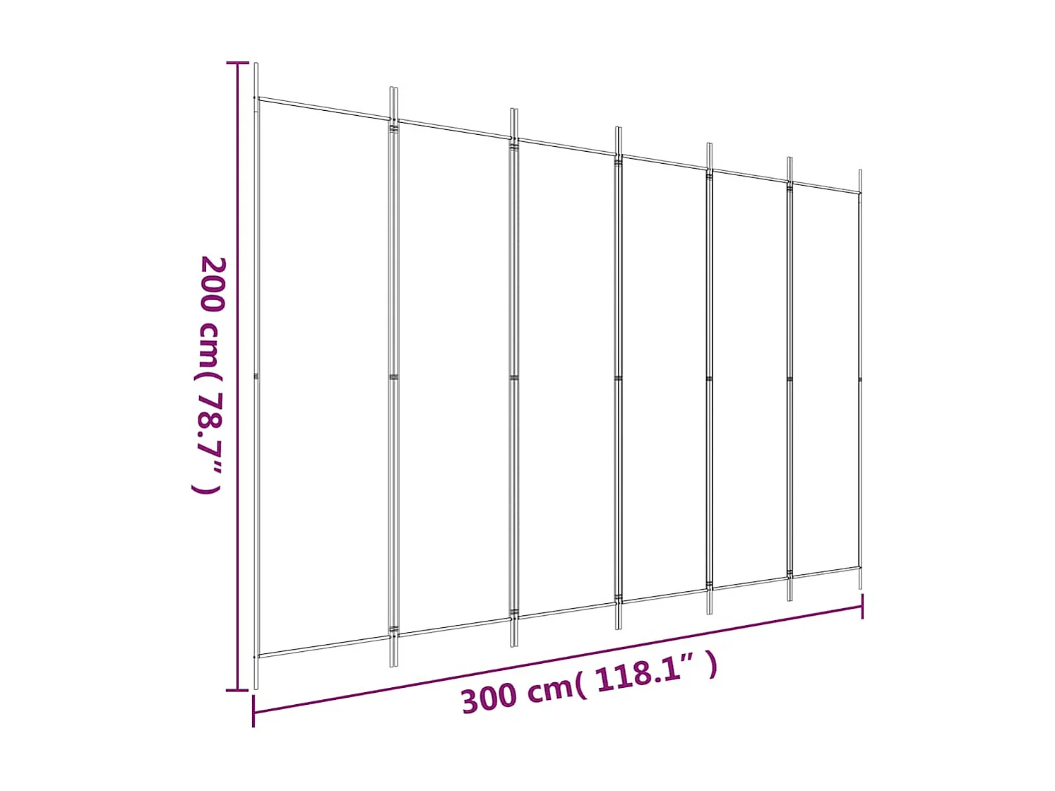 Cloison de séparation 6 panneaux Anthracite 300x200 cm Tissu