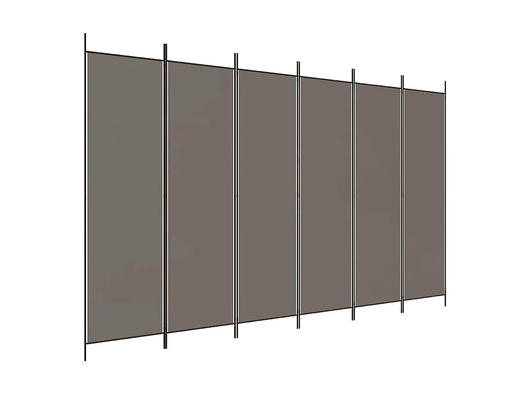 6-tlg. Paravent Anthrazit 300x200 cm Stoff