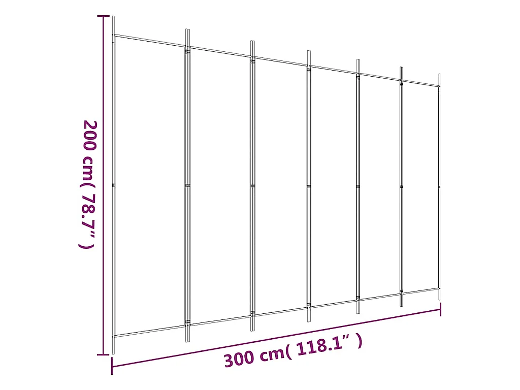 6-tlg. Paravent Anthrazit 300x200 cm Stoff