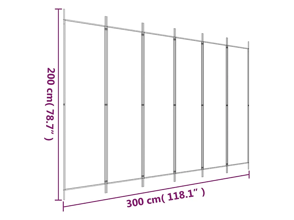 6-tlg. Paravent Anthrazit 300x200 cm Stoff