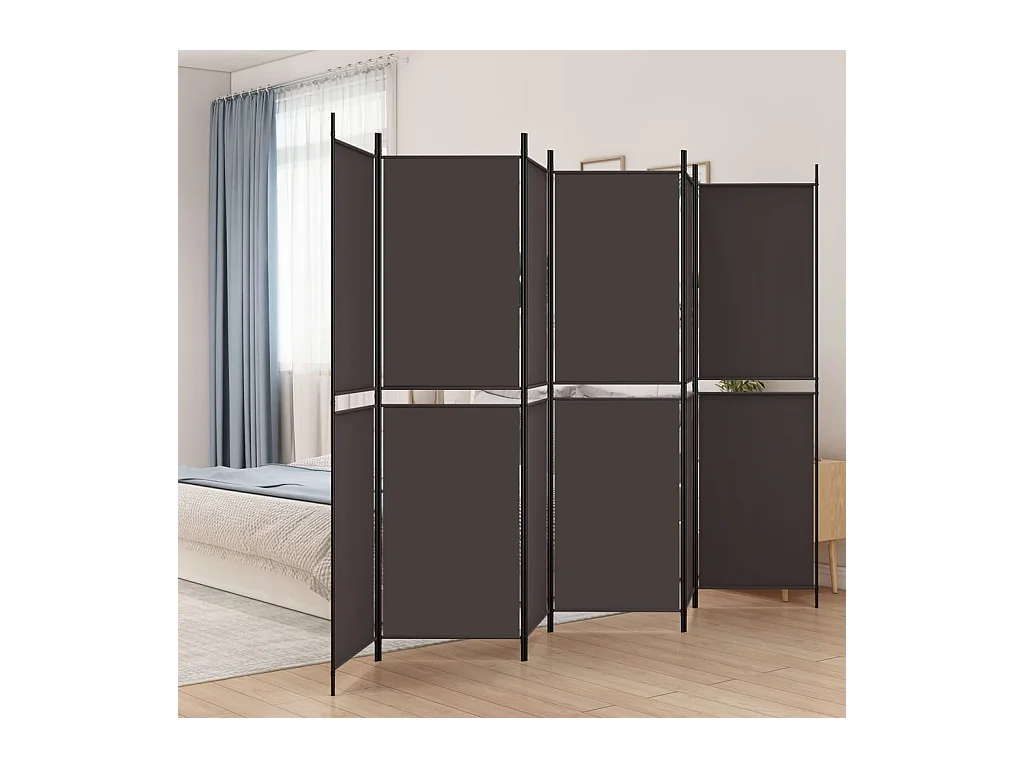 Cloison de séparation 6 panneaux Marron 300x200 cm Tissu