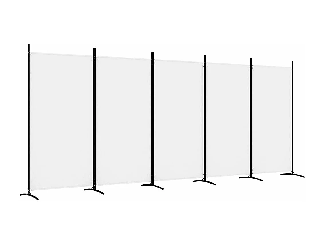 Cloison de séparation 5 panneaux Blanc 433x180 cm Tissu