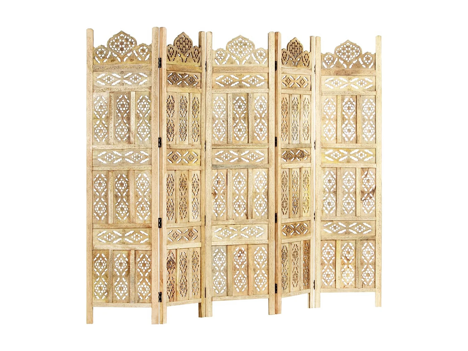 Cloison de séparation 5 panneaux 200x165 cm Bois de manguier