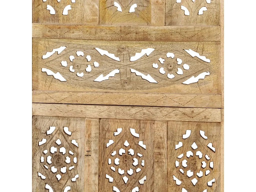 Kamerscherm 5 panelen handgesneden 200x165 cm massief mangohout